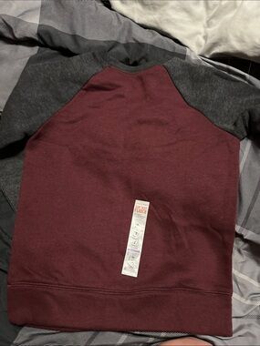 jumping beans boys  Two-Tone Raglan Crewneck Sweater — Burgundy and Dark Gray